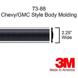 Automotive Authority 1973-1987 Chevy GMC Black Side Body Trim Molding C10, C20, C30, K10, K20, K30, V10, Suburban, Custom Deluxe, Silverado, Pickup Trucks - 2.25" Wide (Half Roll - 160")