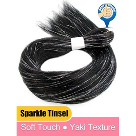 Tinsel Hair Extensions 30 inch, 2 Pack Glitter Pre Stretched Braiding Hair for Women, Girls & Kids,Long Synthetic Yaki Straight Fiber- Festive Party D