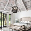 BrightHome Farmhouse Chandelier 4-Light, Black Pendant Light Fixture Ceiling Hanging
