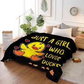 Just Girl Loves Ducks Blanket Soft Blankets and Throws Flannel Cozy Lightweight Quilt Gift Perfect for Bed Sofa Couch-50 x40 Small for Kids