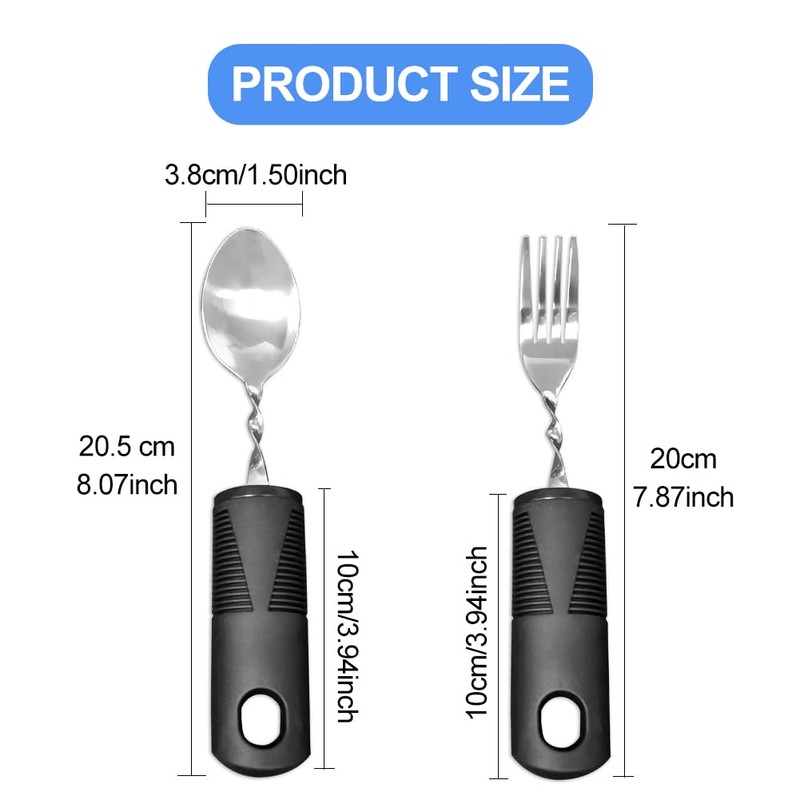 Ssiyiya 2Pcs Disability Aids Cutlery Sets Bendable Spoons Fork Easy