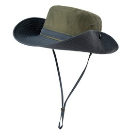 Comhats UPF 50 Wide Brim Sun Hats, Summer Mesh UV-Protection, Safari Hat Fishing, Hiking, Boonie Hats with Chin Strap, Waterproof and Breathable, Army Green