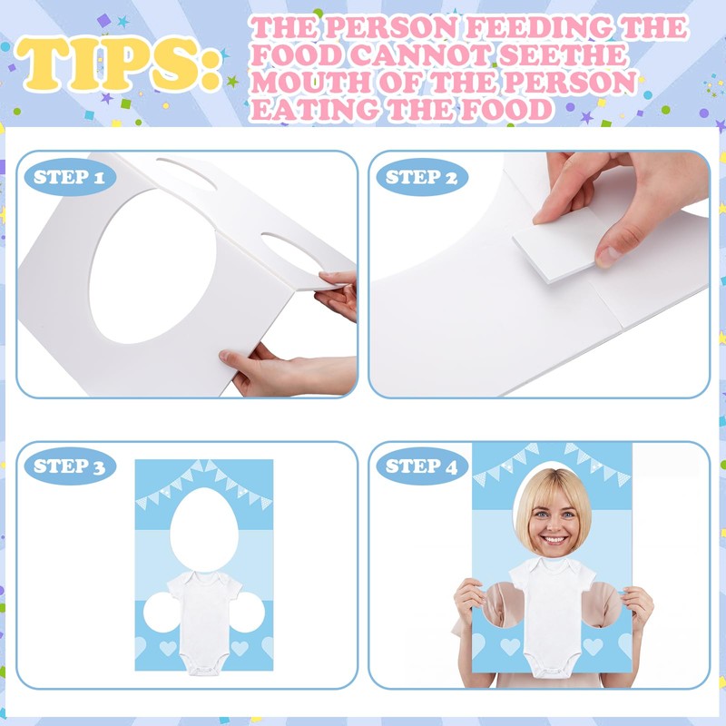 6 Sets Baby Shower Games Feed the Baby Blue Gender
