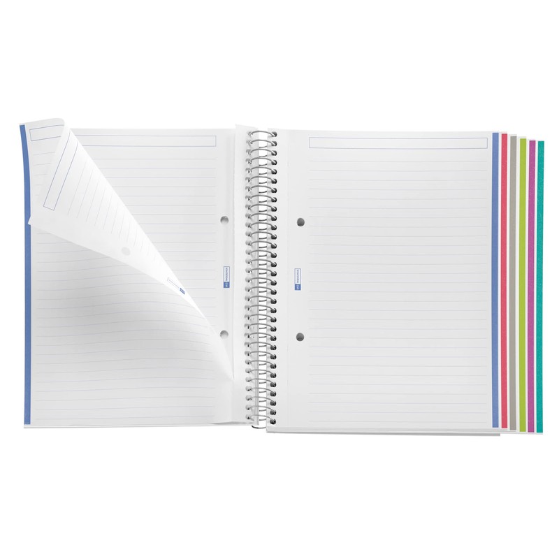 Miquelrius 43007 Spiral Notebook 8 Colours , 200 College Ruled,
