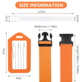 Flintronic 2 Pcs Luggage Straps with Luggage Tags, Adjustable Packing Belts for Suitcases Security Non-Slip Travel Belt Travel Accessories（Orange）