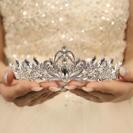 Rannyrena Silver Crystal Tiaras and Crowns for Women Sparkling Rhinestone Queen Crowns Princess Birthday Wedding Bridal Hair Accessories (Silver-white, Standard)