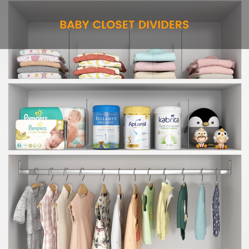 OKPOW Acrylic Shelf Dividers for Closet Organization: 8 Pack Durable