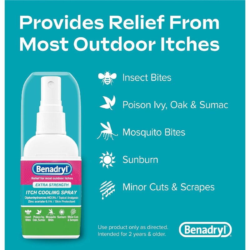 Benadryl Extra Strength Anti-Itch Cooling Spray, Travel Size, 2 fl.