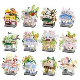 12 Set Tienda de la Calle de la Ciudad Mini Vista de Casa Bloques Micro Juguetes de Construcción de Tienda de Juguetes para Decoración del Hogar Regal