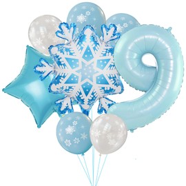 32 Inch Blue Snowflake Balloons 9st Birthday Number Balloons Decorations, Snowflake Decorations for Winter Party Theme Baby Shower, Christmas Party Supplies (Number 9)