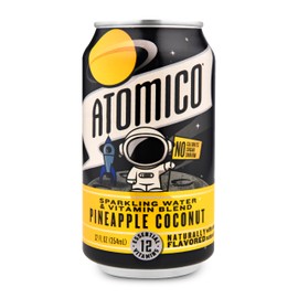 ATOMICO Sparkling Water. 12 Essential Vitamins from our proprietary organic blend. Naturally flavored. - Pineapple Coconut
