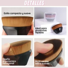 Brocha Facial Kabuki Plana Maquillaje Base Corrector Polvo