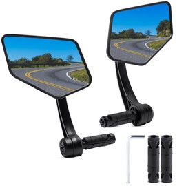 New Bar End Bike Mirror, APLSTOW HD Automotive Grade Glass Lens E-Bike Mirrors, Scratch Resistant, Safe Bicycle Rearview Mirrors (a pair-B)