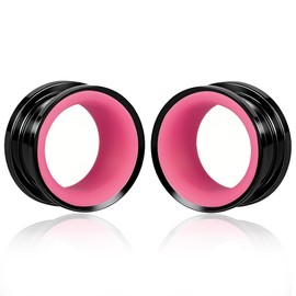 Maxbott 2PCS Stainless Steel Ear Gauges 0G(8mm) - 5/8"(16mm) Screw Back Ear Tunnels Double Flared Ear Expanders for Stretched Ears Body Jewelry Set for Men & Women (Black Rose, 25mm(1"))