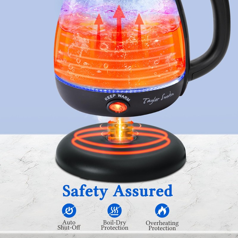 Taylor Swoden Electric Kettle with Tea Infuser, 1L Small Electric