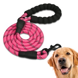 Edipets, Dog Lead, Durable Slip Rope with Soft Padded Handle, Highly Reflective Threads, for Small, Medium, Large Dogs, 47, 60 and 87 inches (60 Inches, Pink)