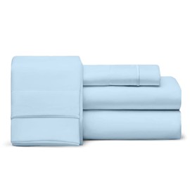 RajlinenLLC Full Size Sheet Sets - Giza Sheets for Full Size Bed - Full Size Bed Sheets - 16 Inch Deep Pocket Sheets - 400 Thread Count Giza Sheets Sets for Full Size Bed - Light Blue Solid