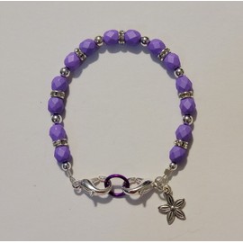 Artisan Purple Saturated Czech Glass Beads Medical Alert ID Replacement Bracelet