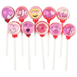 Lovey Dovey Valentines Day Lollipops, Gift Packaged, Watermelon, Picture Lollipops, 10 Pieces