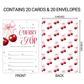 ZYQFN 20 Cherry Baby Shower Invitations, for Girls (045)