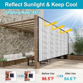 LOVE STORY 85% 8x12FT Aluminum Shade Cloth Reflective Sun Shade Cover Silver Tarp with Grommets for Car Garden Patio Kennel