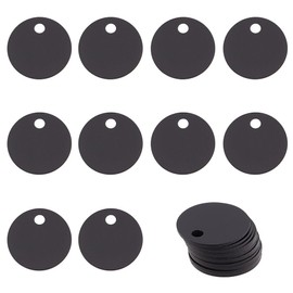 BENECREAT 30 Stück Schwarze Flache Runde Stanz-Rohlinge, 20mm Aluminium-Tags Mit Loch Für Die Lasergravur von Hunde-ID-Tags, Halskettenherstellung