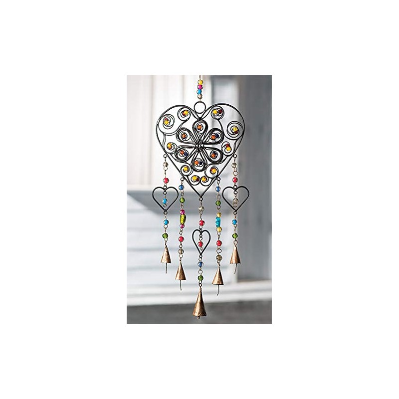 Namaste Heart and Glass Bead Wind Chime - Fair Trade