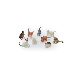 PETERKIN CLASSICS | Cat World 9-Piece Set | 5-7cm Toy Cat Figures| Siamese, Egyptian Mau, Exotic Shorthair, Scottish Fold, Cornish Red, Turkish Angora, Oriental Shorthair, Burmese and Calico| Ages 3+