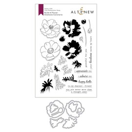 Altenew Popular Floral Layering Stamps Build-A-Flower: Anemone Coronaria Layering Stamp and Die Set (6" x 8") 7 Thoughtful Sentiments Included for Card Making, Scrapbooking, Journaling