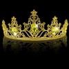 AHONEY Gold Crown Tiara for Women - Yellow Crystal Rhinestone