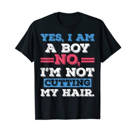 Boys Long Hair Long Hair Yes I'm A Boy T-Shirt, black