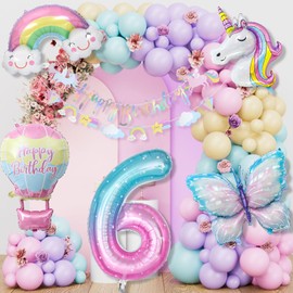 Unicorn Birthday Decoration Girl, 5 Years Butterfly Birthday Decoration, Unicorn Decoration Children's Birthday, 1-10 Years Happy Birthday Decoration, Unicorn Balloons for 5th Birthday Girls