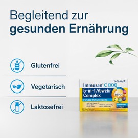 tetesept Immusan C 800 5-in-1 Depot Complex - 1 x 90 Tablets (3 Month Pack) - Immune System - Dietary Supplement with Vitamin C, D, B12, Zinc and Selenium
