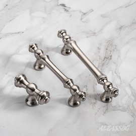 Alzassbg 10 Pack Brushed Satin Nickel Cabinet Pulls, 3 Inch(76mm) Hole Centers Morden Straight Kitchen Cabinet Handles AL3085SN