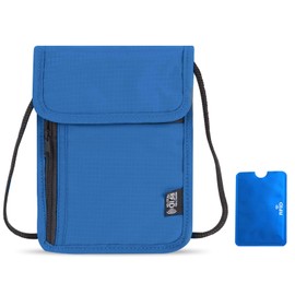 KASURE Neck pouch with RFID protection, blue, Classic