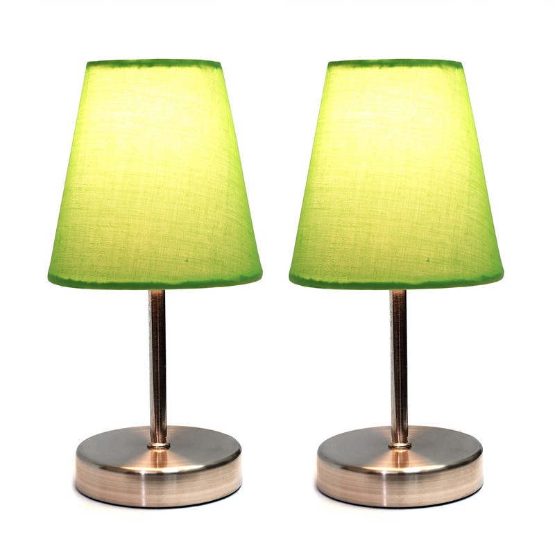 Simple Designs LT2013-GRN-2PK Sand Nickel Mini Basic Table Lamp with