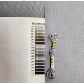 19" x 28" 14CT Counted Cotton Aida Cloth Cross Stitch Fabric (Light Steel Grey)