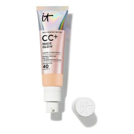 It Cosmetics CC Cream Nude Glow con Protector Solar FPS 40 + Suero Iluminador – Base de maquillaje con Niacinamida, Ácido Hialurónico, Cobertura Alta,