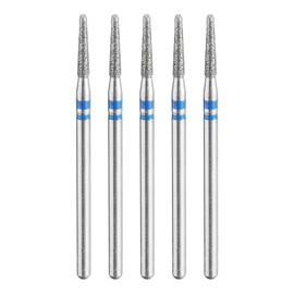 sourcing map 5pcs 120-140 Grits Diamond Grinding Bit 2mm Tapered Head 2.35mm Shank 10mm Length Stone Sanding Drill Bits Rotary Tool for Ceramic Glass Nails Grinding Polishing, Blue