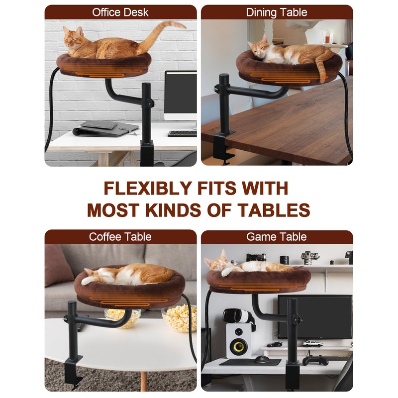 stohot Heated Cat Bed for Desk Indoor, Heated Pet Bed