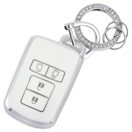 [YANMW] Noah 80 Series Key Case Voxy 80 Series Key Cover Compatible Toyota Sienta Alphard Vellfire 30 Series Smart Key Case (Glitter, Silver White), golden silver white