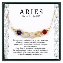 Drogomen Leo Necklace for Women, Spiritual Healing Crystal Necklace for Women Natural Stone Zodiac Choker Necklace Gemstone Astrology Jewelry Gifts for Her (Leo)