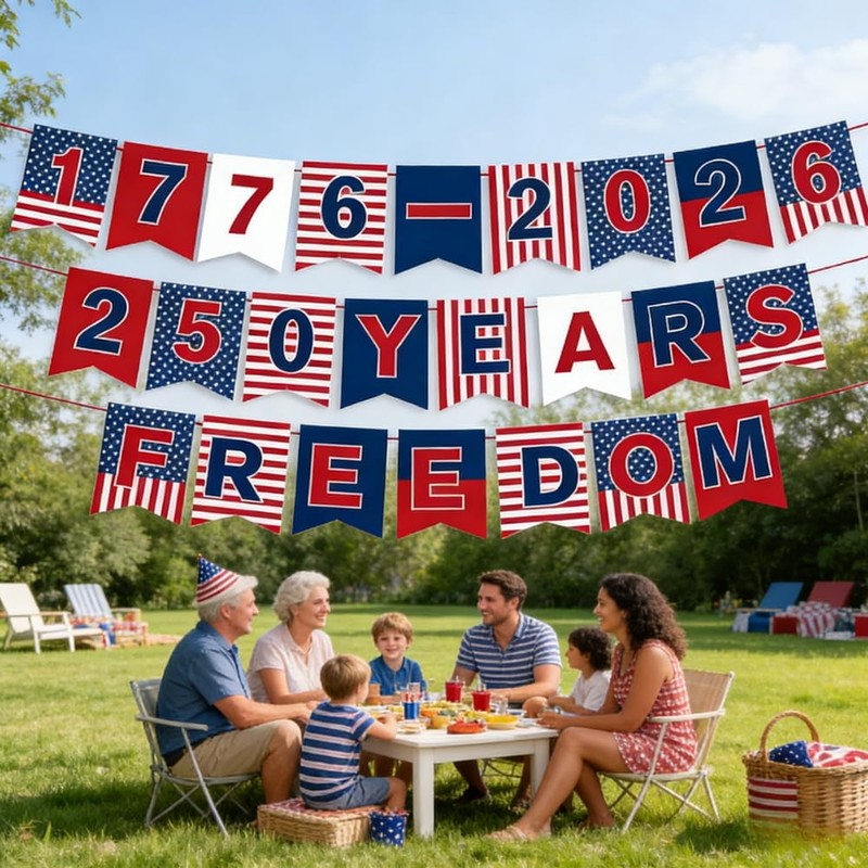 4th of July Banner 1776-2026, Patriotic Party Decorations