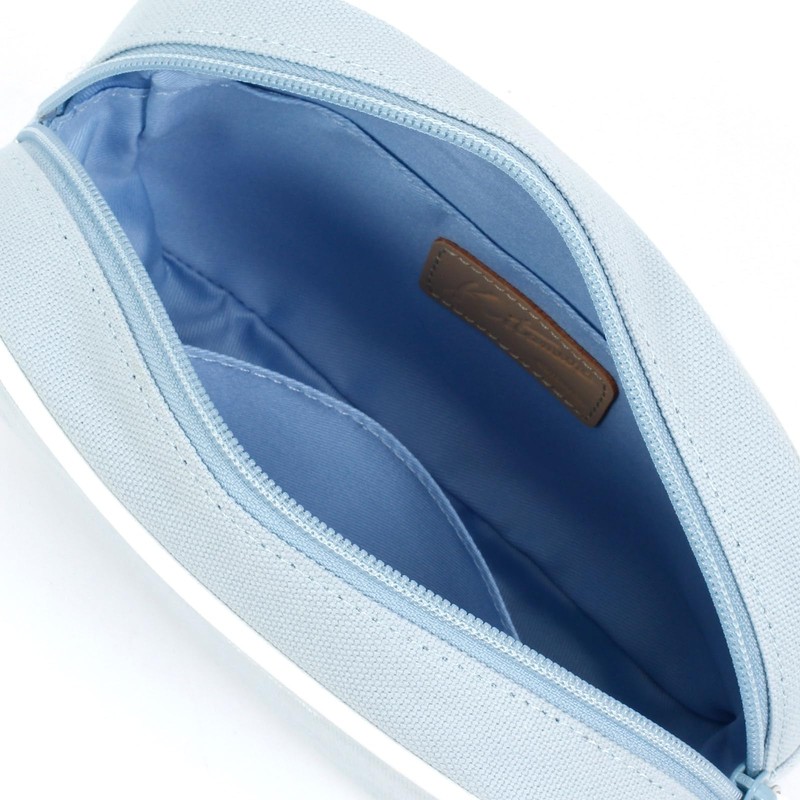 Kitamura YH0218 Handwritten Logo Embroidered Large Pouch, Ice Blue/White [Blue]
