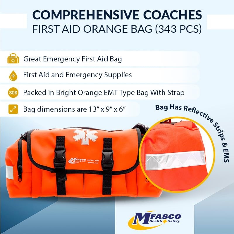 MFASCO Sports First Aid Kit Bag – 326-Piece Athletic Medical
