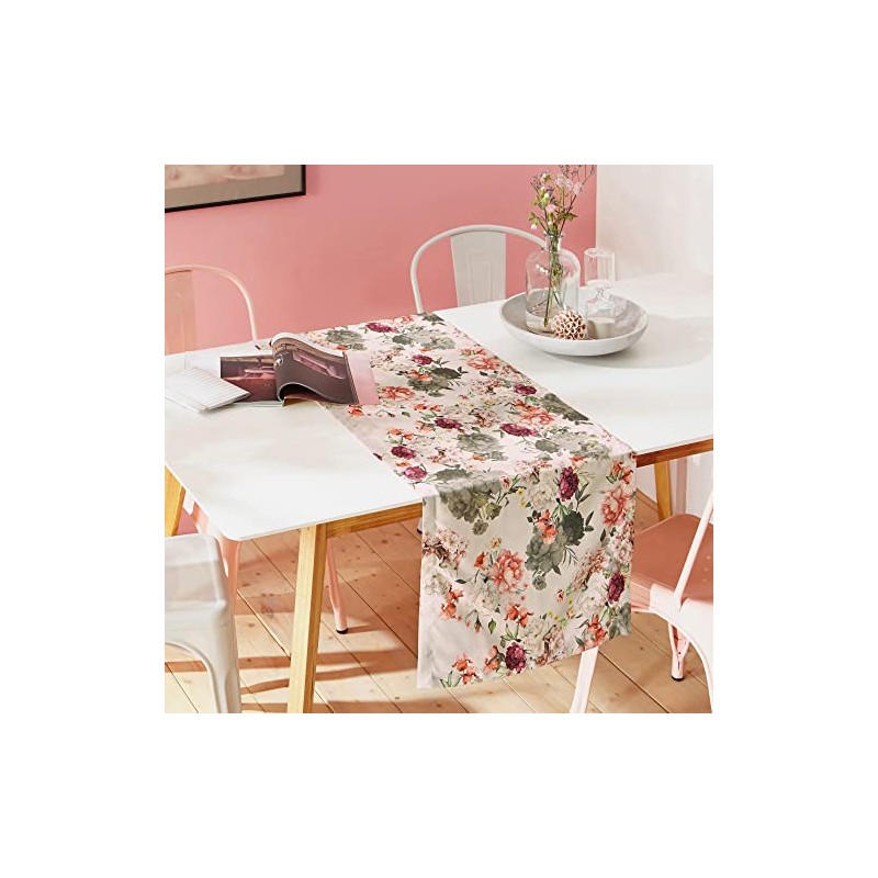 Erwin Müller Table Runner Rose Grey Size 50 x 150