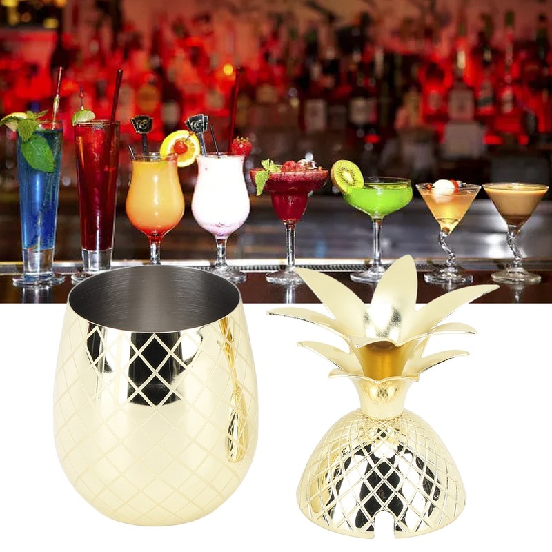 Pineapple Cup with Lid 500ml Stainless Steel Drinking Glasses Reusable