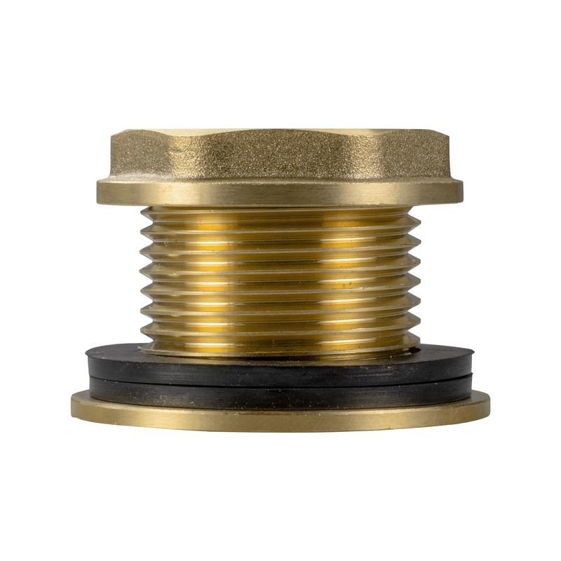 Solid brass water butt/rain barrel/tank threaded outlet adaptor/connector with 2