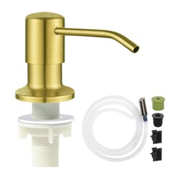Soap Dispenser for Kitchen Dish Sink Built in Soap Dispenser Pump Gold with 47" Extension Tube Kit