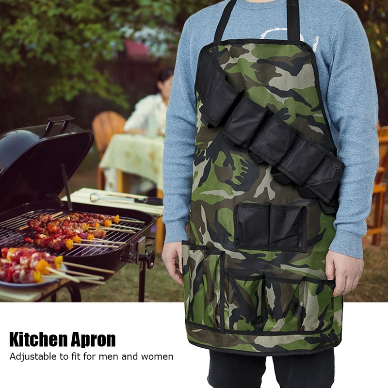 MultiFunction BBQ Apron Waterproof Dirt Resistant Cooking Apron with MultiPocket